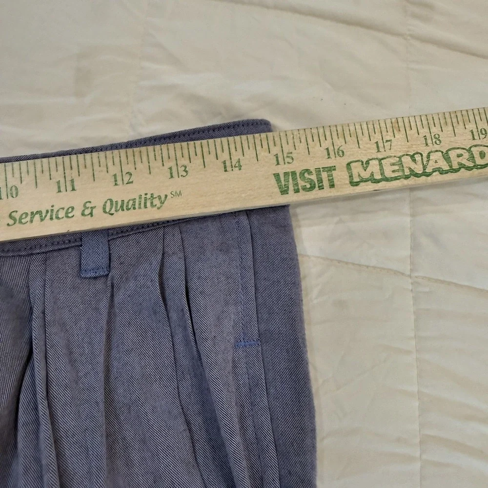 VTG 90s Ozone Protective Layers Pleated Shorts 30 Rayon USA Dusty Blue Bermuda